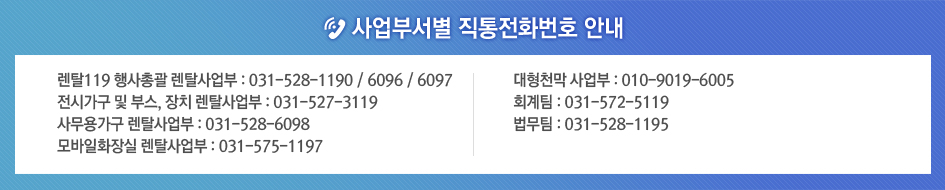 사업부서별 직통전화번호 안내